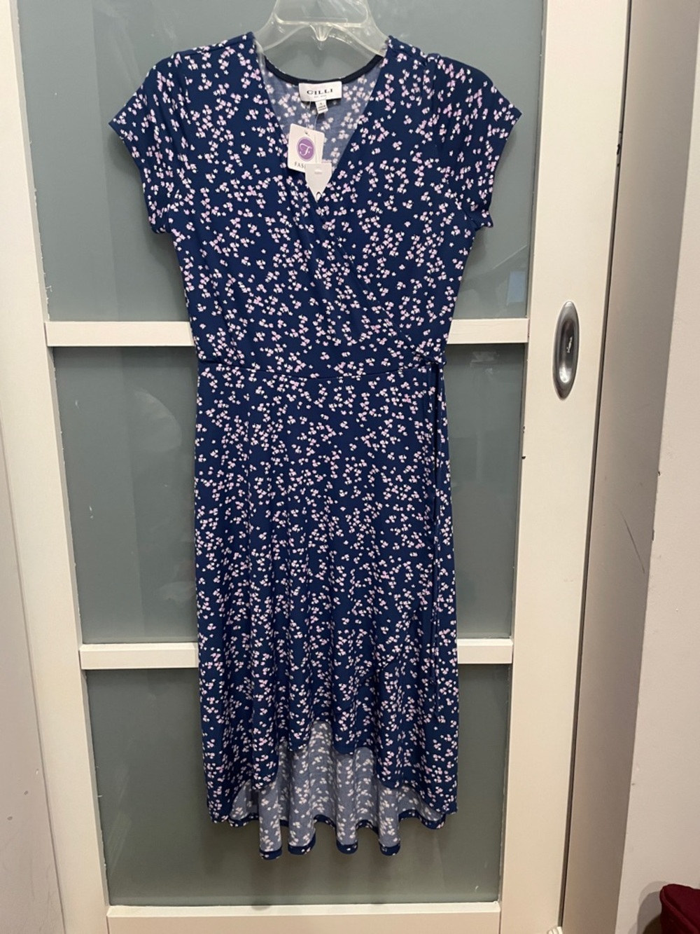 Gilli Navy Dress with Pink Floral Design, S, NWT